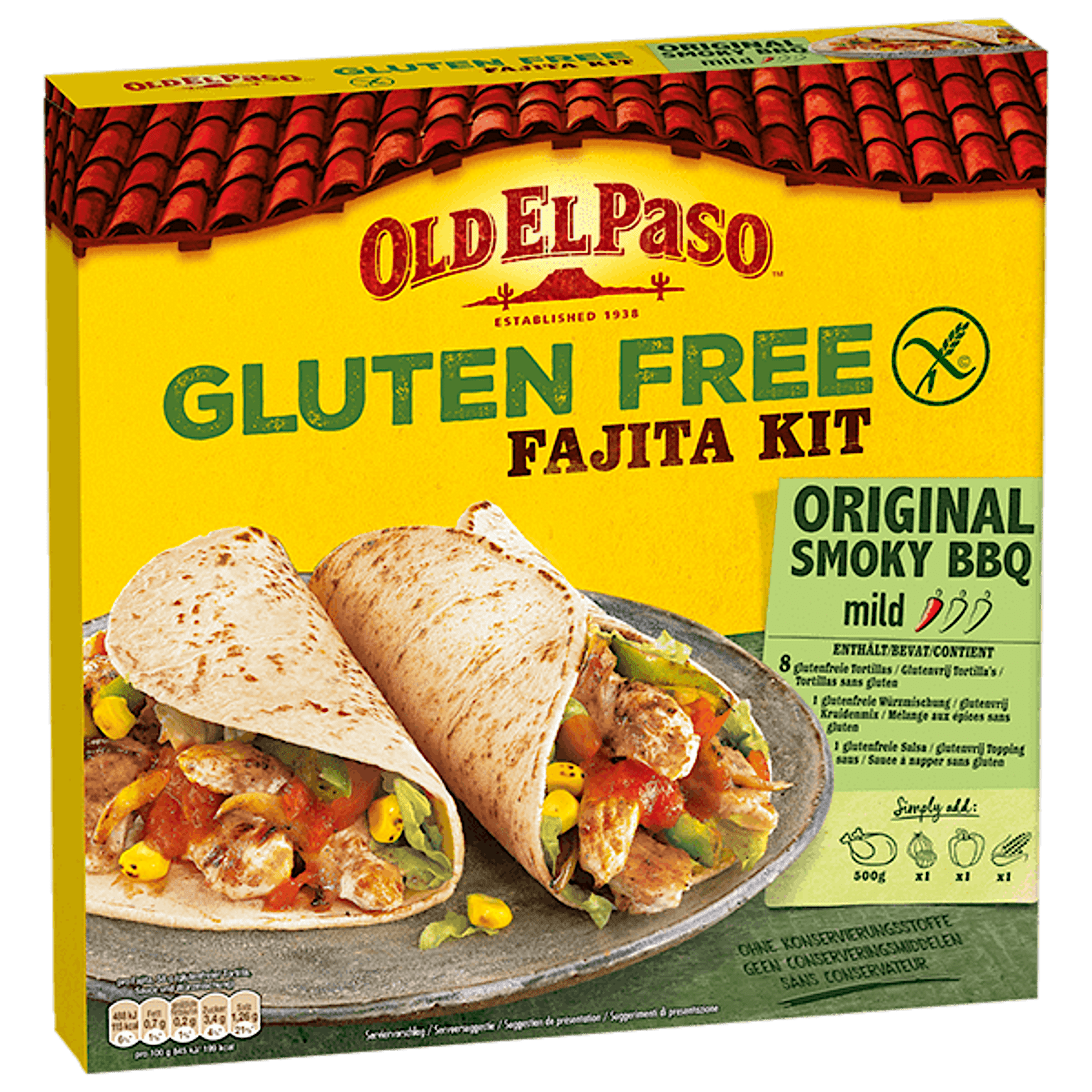 un kit de fajitas originales au barbecue fumé sans gluten Old El Paso, 462 g